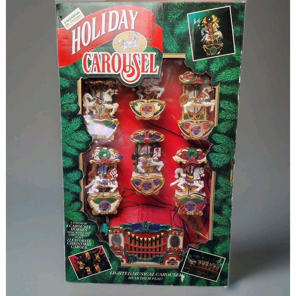 Vintage Mr. Christmas Lighted Moving Carousel 1992 21 Carols Works Great